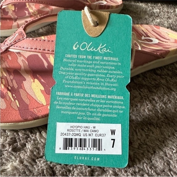 NWT Olukai Ho'opio Hau Flip Flop Rosette Camo Women’s 7 - Picture 3 of 4